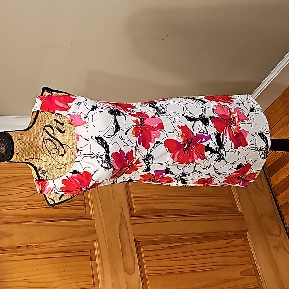 Size 4p perceptions petite summer dress sleeveless flower print white pink black